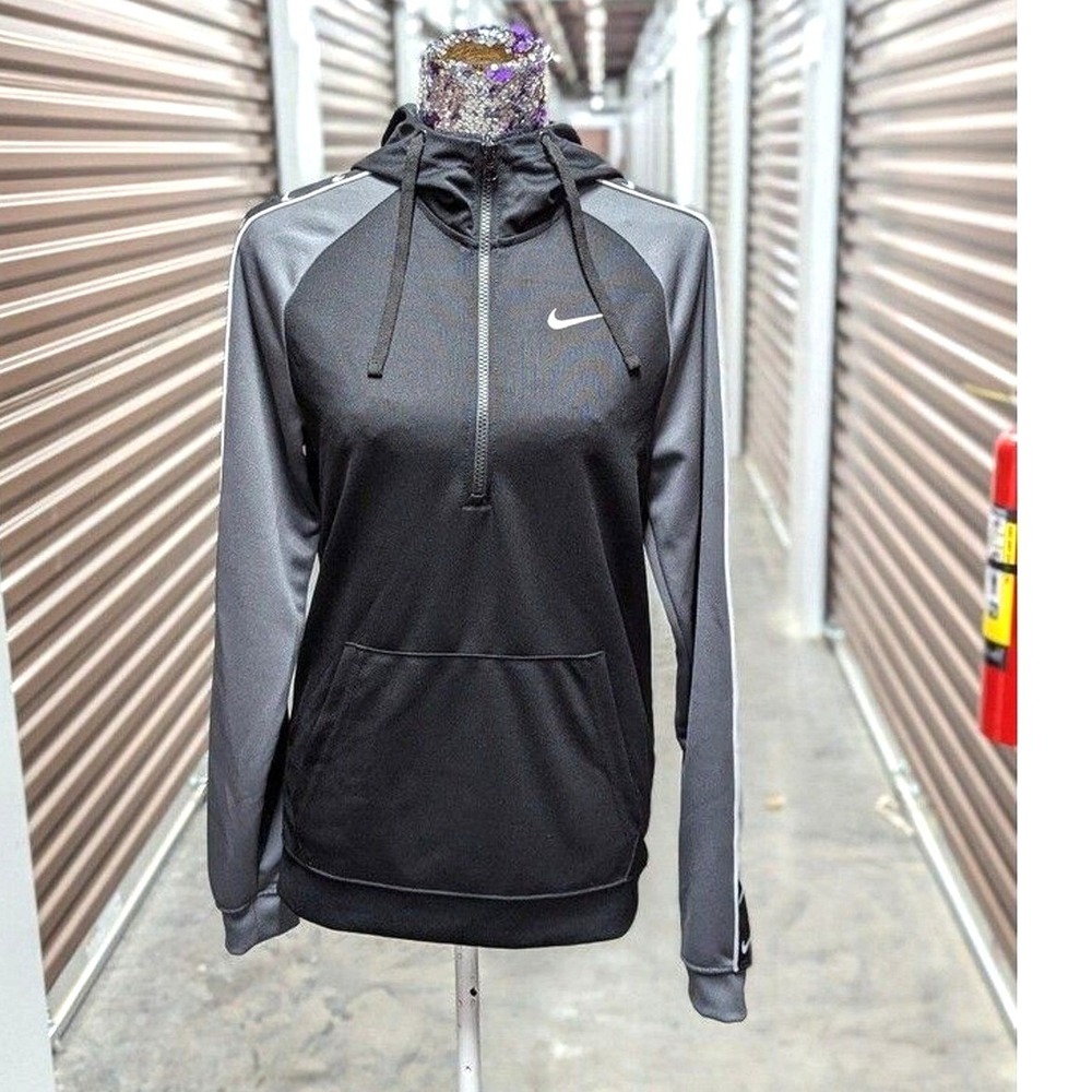 Nike Black & Grey‎ Full Zip Sweater Hoodie Size Small Athleisure Track Workout